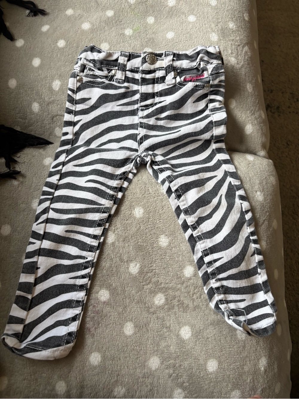 Baby Phat Zebra Print Kids Jeans - Black & White